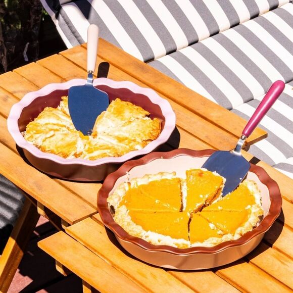 NIB Noon & Moon Pie Server in Cherry Lacquer - Picture 5 of 8